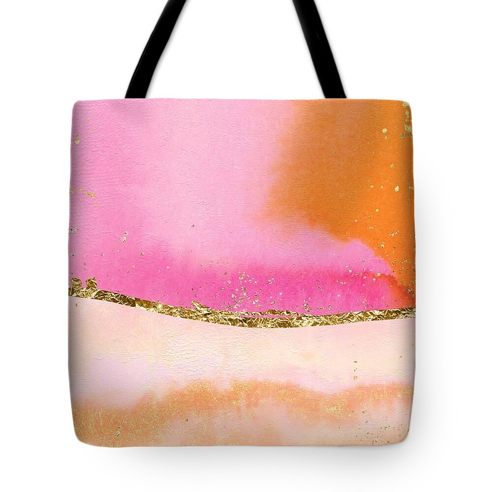 Orange Tote Bag featuring the painting Orange, Gold And Pink by Modern Art