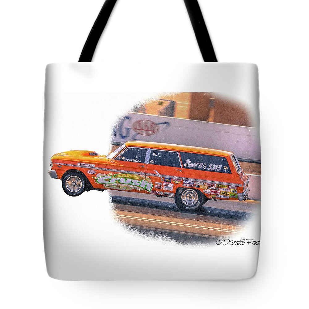Orange Tote Bag featuring the drawing Orange leaping out by Darrell Foster