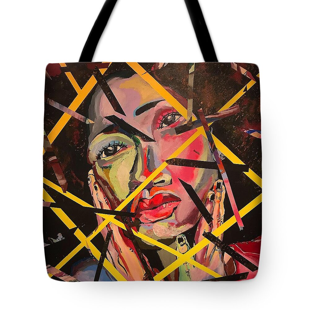 #abstractexpression #acrylicpainting #juliusdewitthannah Tote Bag featuring the painting Orange Moon by Julius Hannah