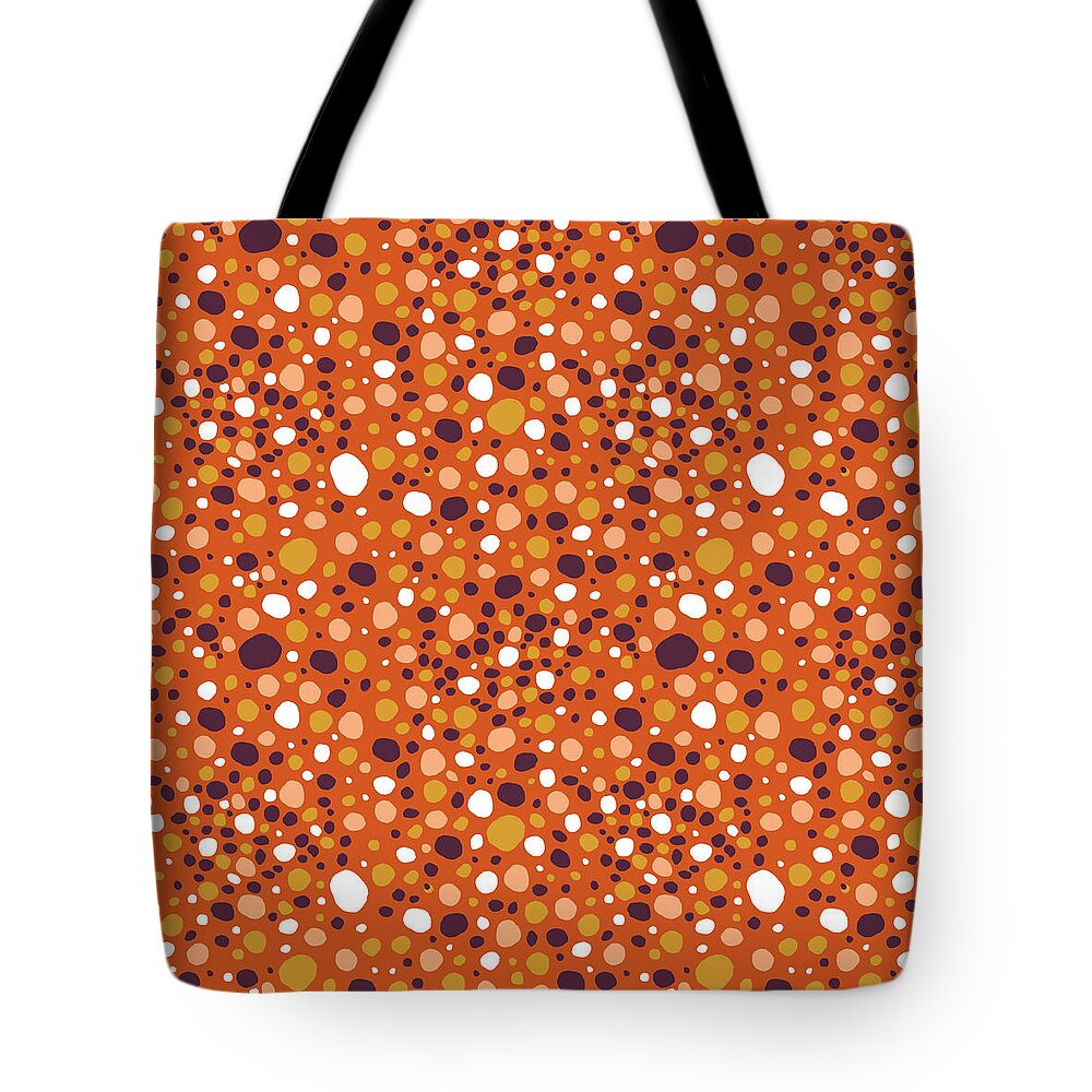 Pattern Tote Bag featuring the painting Orange Pebble Pattern - Art by Jen Montgomery by Jen Montgomery