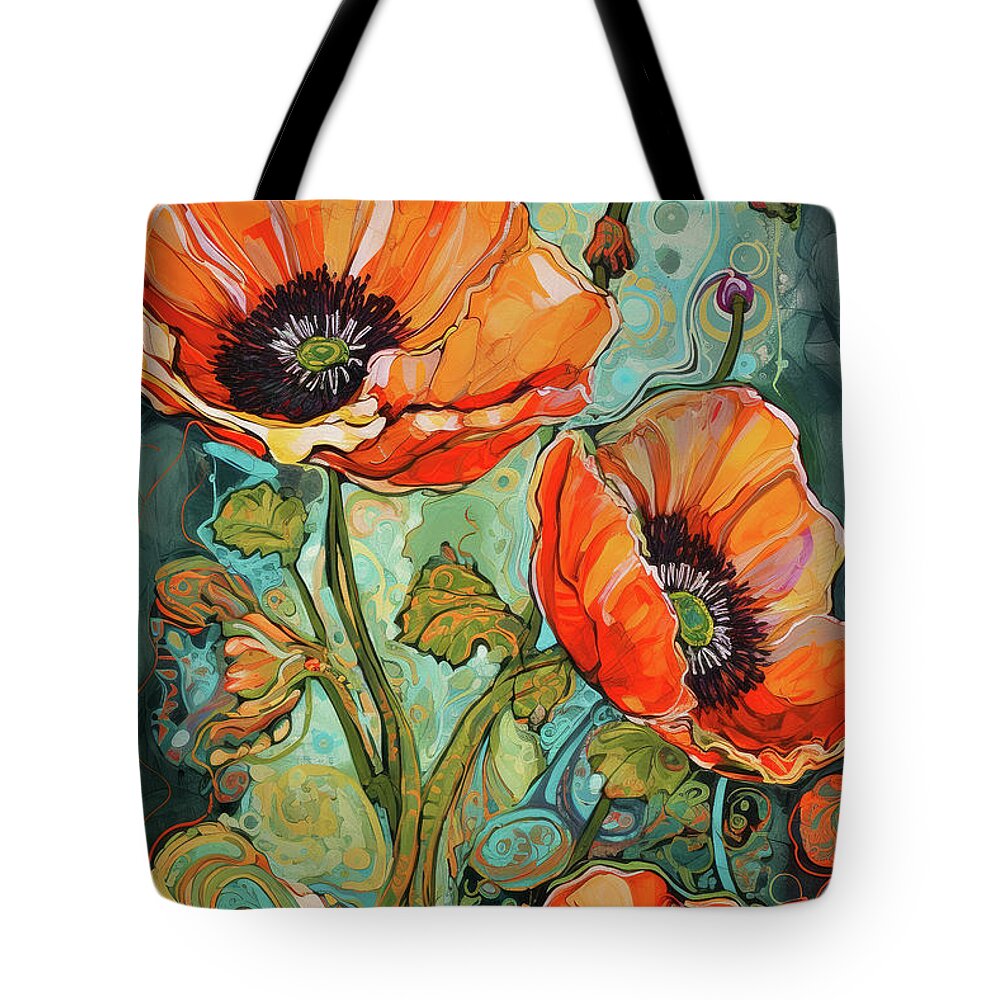 Orange Poppy Tote Bag featuring the painting Orange Poppy Delight by Tina LeCour