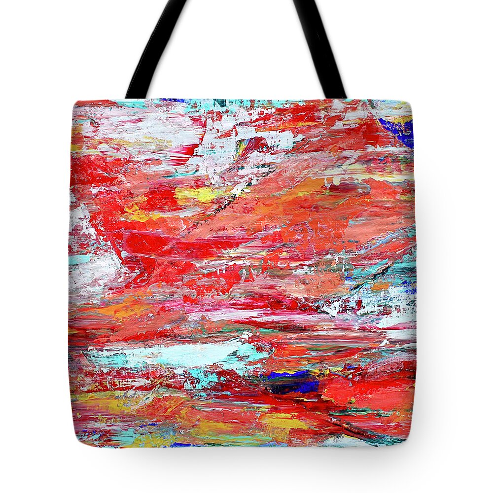 Mountains Tote Bag featuring the painting Orange Vista by Teresa Moerer