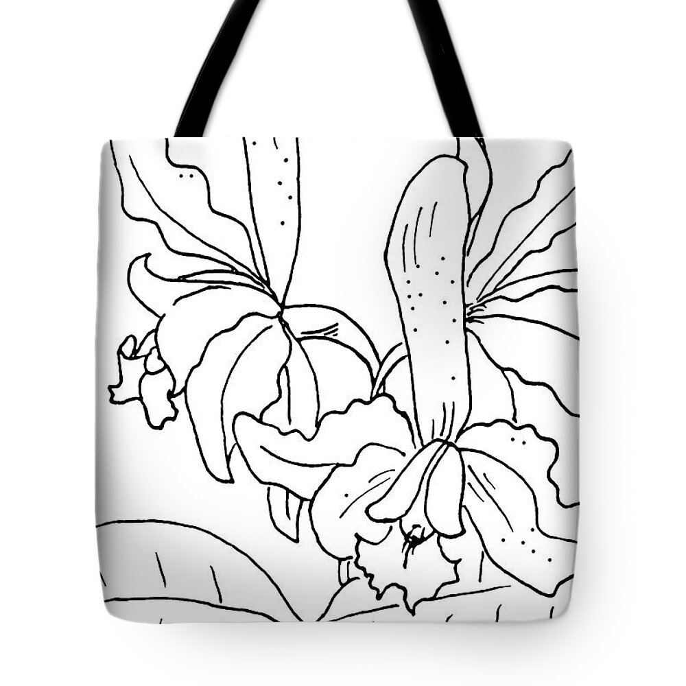 Orchid Tote Bag featuring the drawing Orchid 4 by Masha Batkova