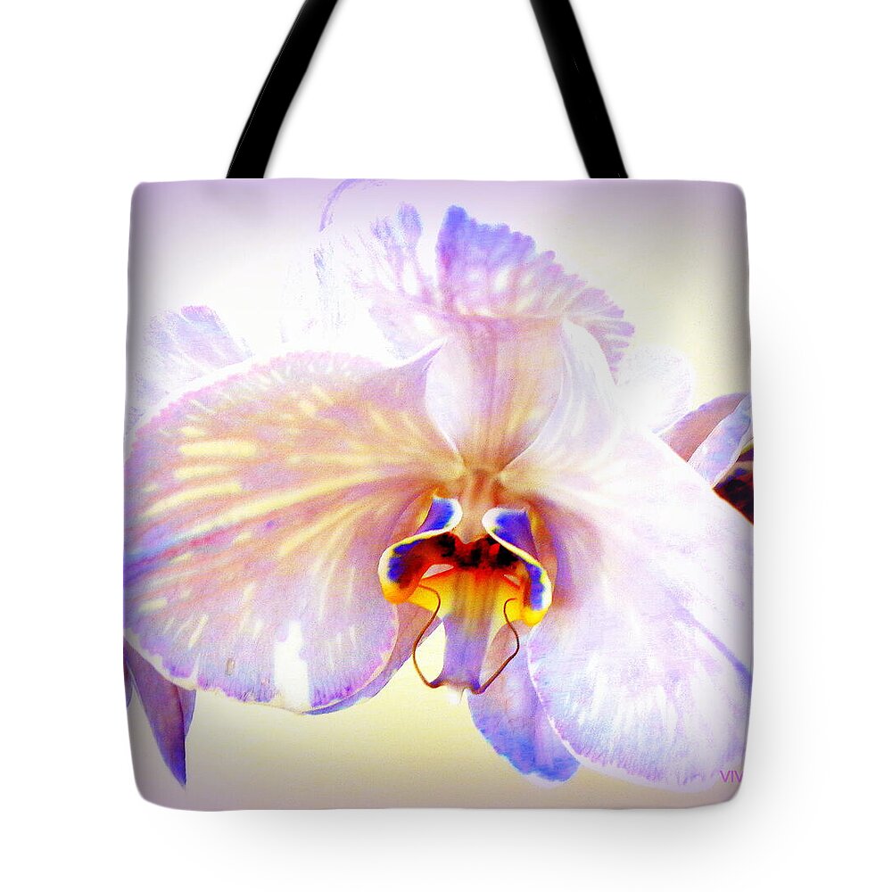 Purple Tote Bag featuring the photograph Orchid-beautiful 23 by VIVA Anderson