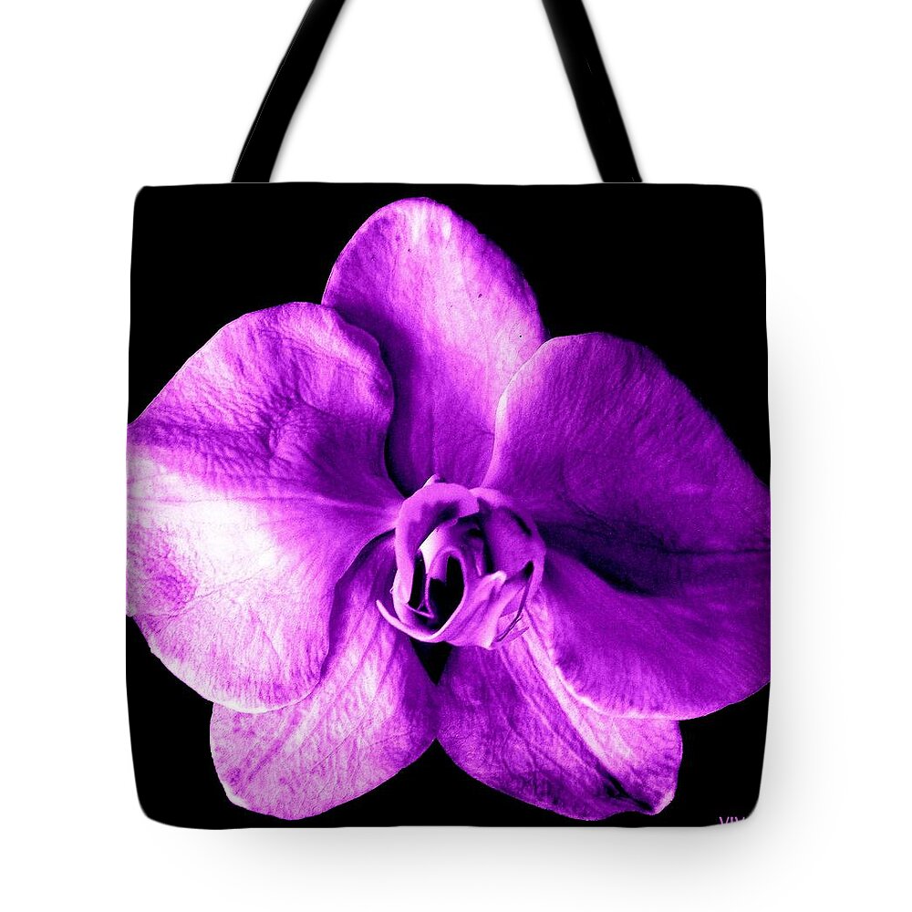 Orchid Tote Bag featuring the photograph Orchid - The Queen-Purple by VIVA Anderson