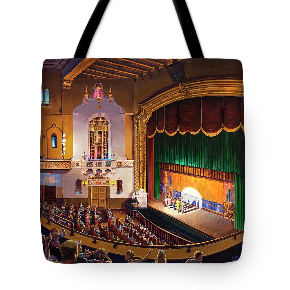 Jefferson Theatre Tote Bag featuring the painting Organ Club - Jefferson by Randy Welborn