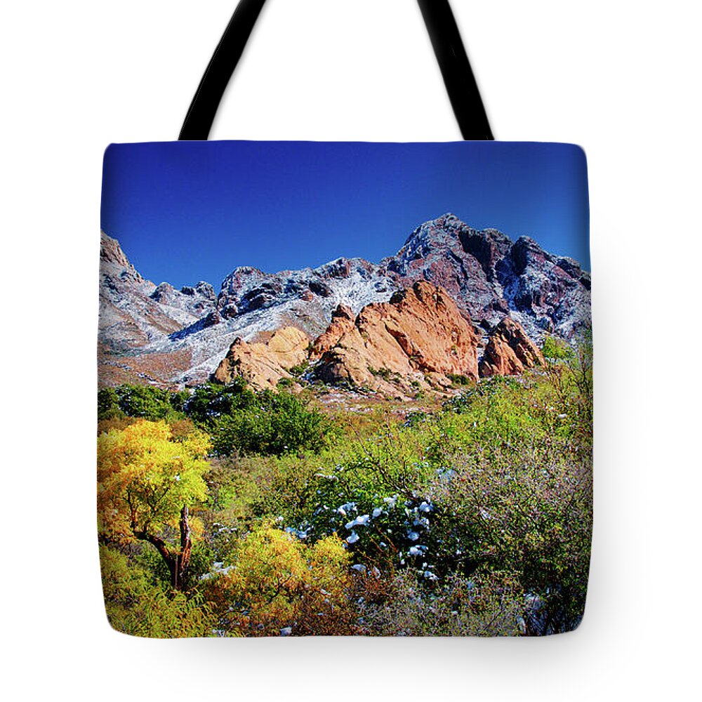 Organ Mountains Tote Bag featuring the photograph Organ Mountains Transition by Zayne Diamond Photographic
