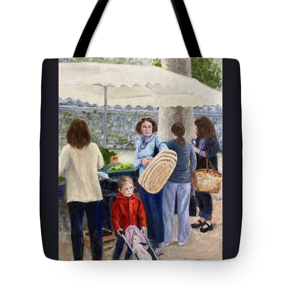 Market Tote Bag featuring the painting Organic Family by Connie Schaertl