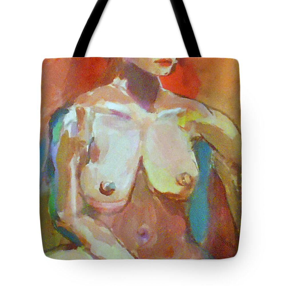 Female Tote Bag featuring the painting Original Fine Art Paintings Female Contemporary Nude Nov20b by G Linsenmayer