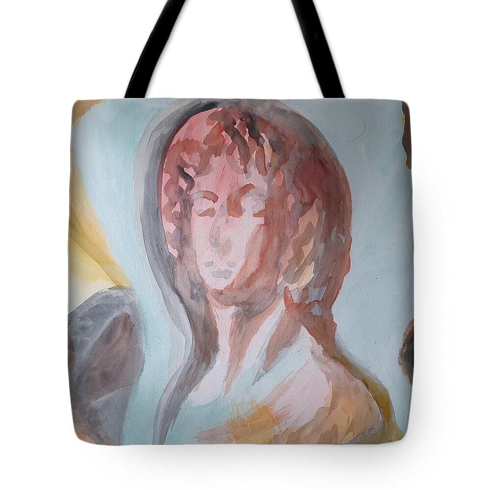 Classical Greek Sculpture Tote Bag featuring the painting Original Identity by Enrico Garff