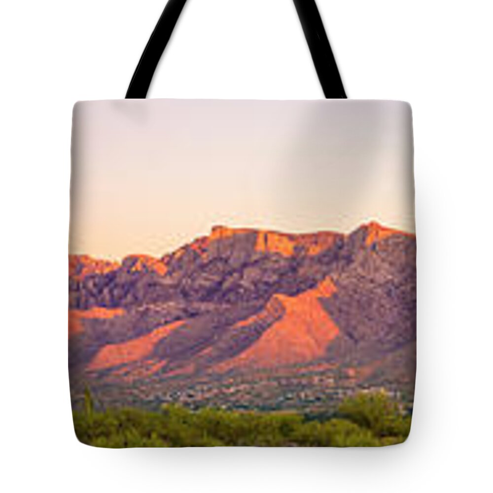 Sonoran Desert Tote Bag featuring the photograph Oro Valley Vista P24222T2 by Mark Myhaver