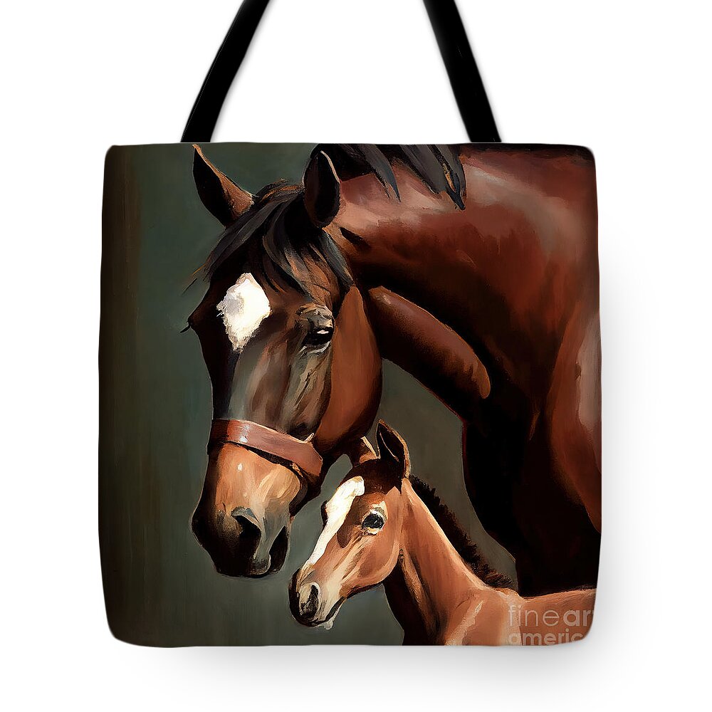 Horse Tote Bag featuring the digital art HORSE and Colt Design 1110-aSeries by Carlos Diaz
