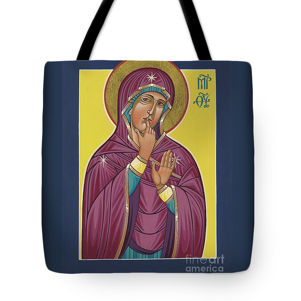 Icon Of Mary Tote Bag featuring the painting Our Lady of Silence by William Hart McNichols
