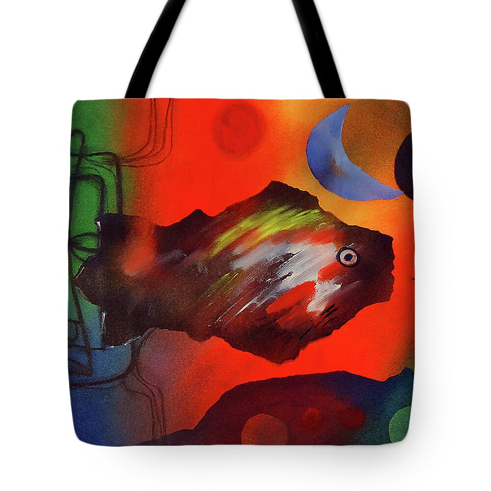 African Tote Bag featuring the painting Out Of The Deep by Winston Saoli 1950-1995