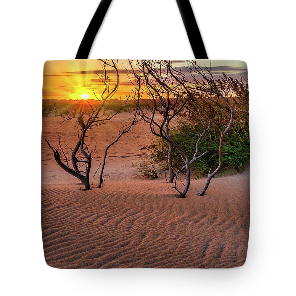 Beach Tote Bag featuring the photograph Outer Banks Hatteras Beach Sunset by Dan Carmichael
