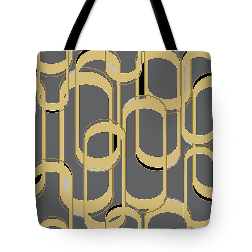 Art Deco Tote Bag featuring the digital art Oval Link Seamless Repeat Pattern by Sand And Chi