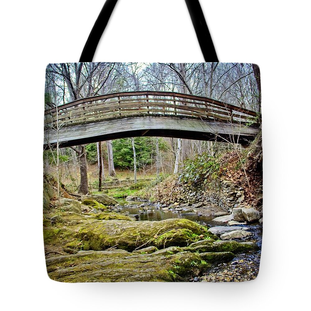 Bridge Tote Bag featuring the photograph Over Under In Through by Allen Nice-Webb
