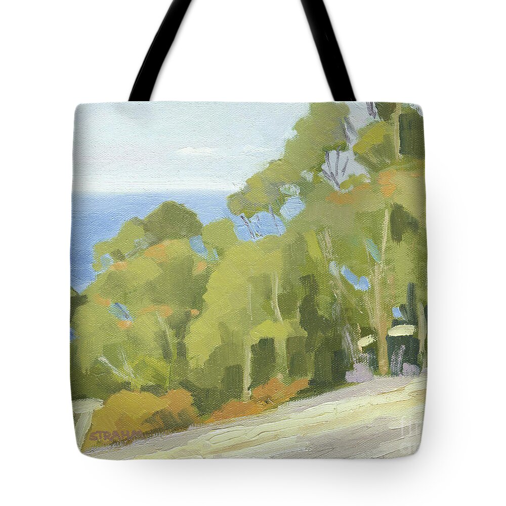 Eucalyptus Tote Bag featuring the painting Overlooking the Pacific, La Jolla by Paul Strahm