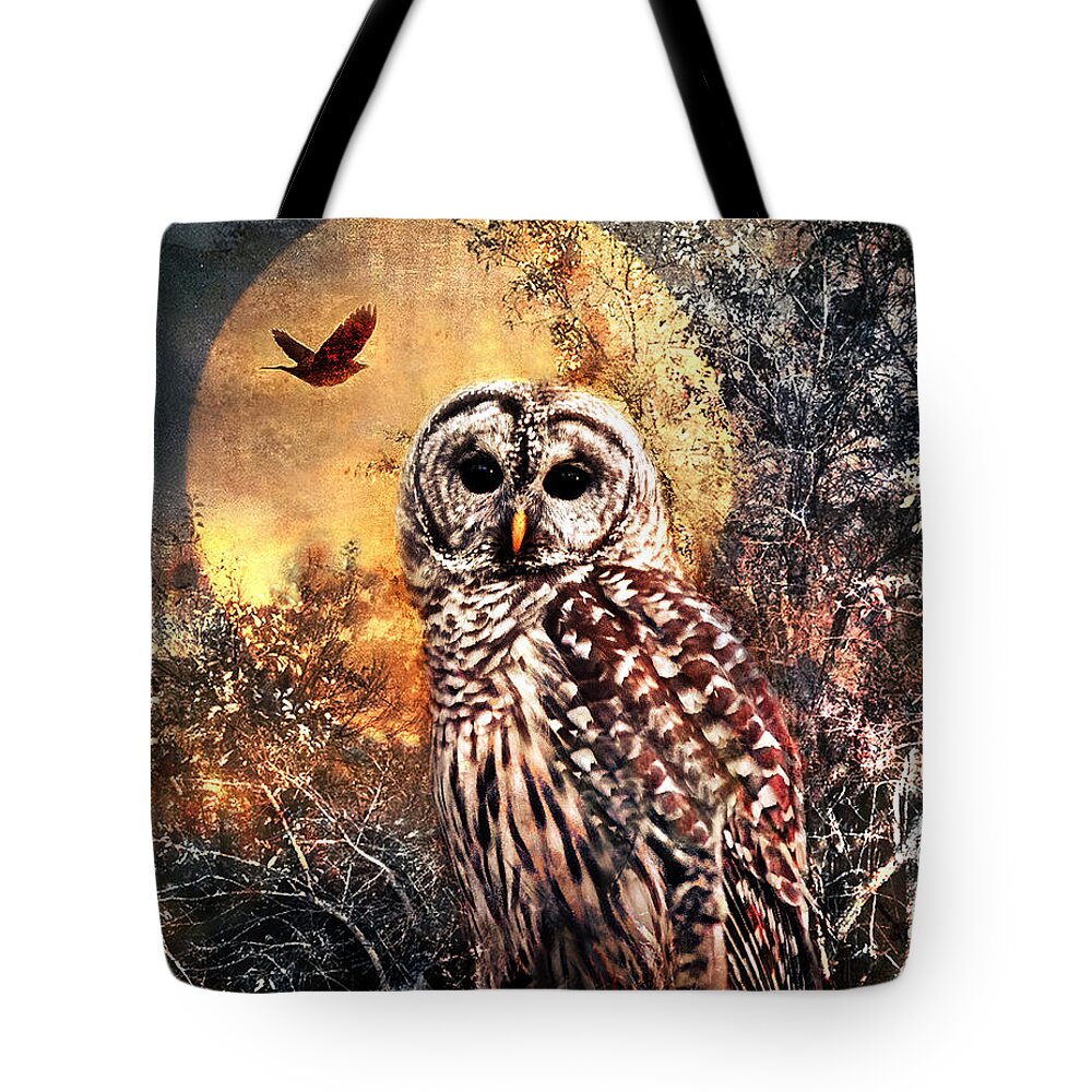 Photography Tote Bag featuring the photograph Owl in Moonlight by Shara Abel