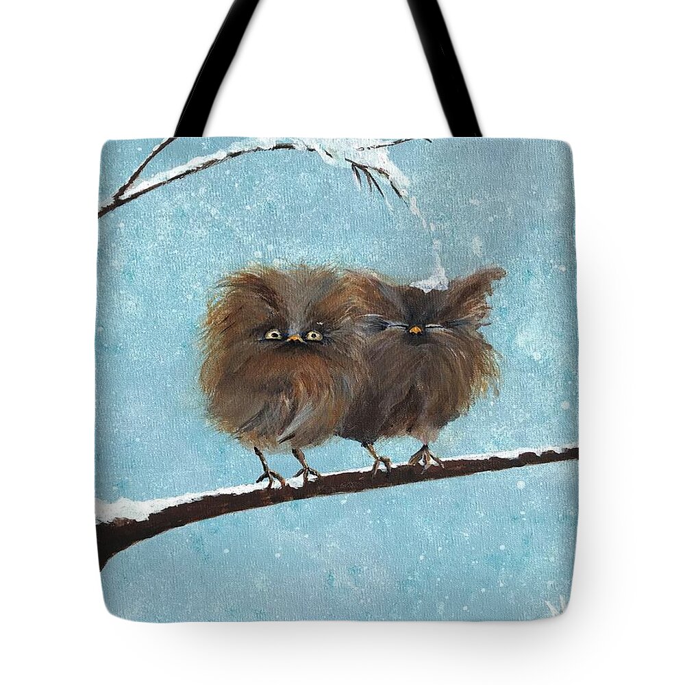 Owls Tote Bag featuring the painting Owl Ouch by Deborah Naves