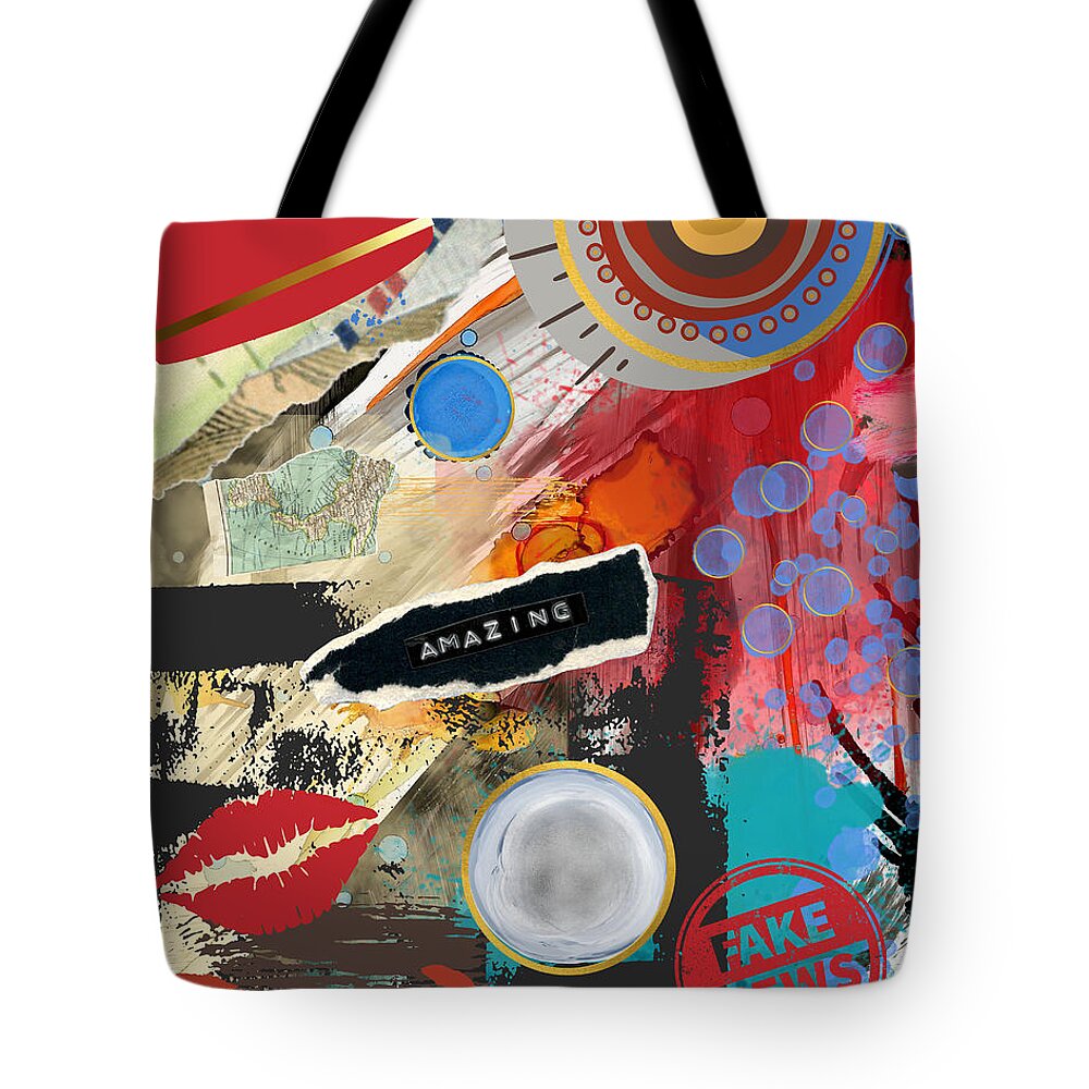 Contemporary Art Tote Bag featuring the mixed media Oz by Canessa Thomas