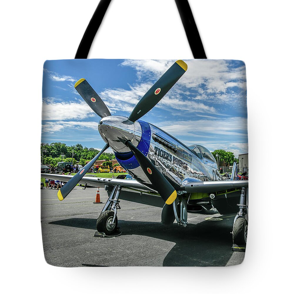 Tigers Revenge Tote Bag featuring the photograph P-51 Mustang by Anthony Sacco