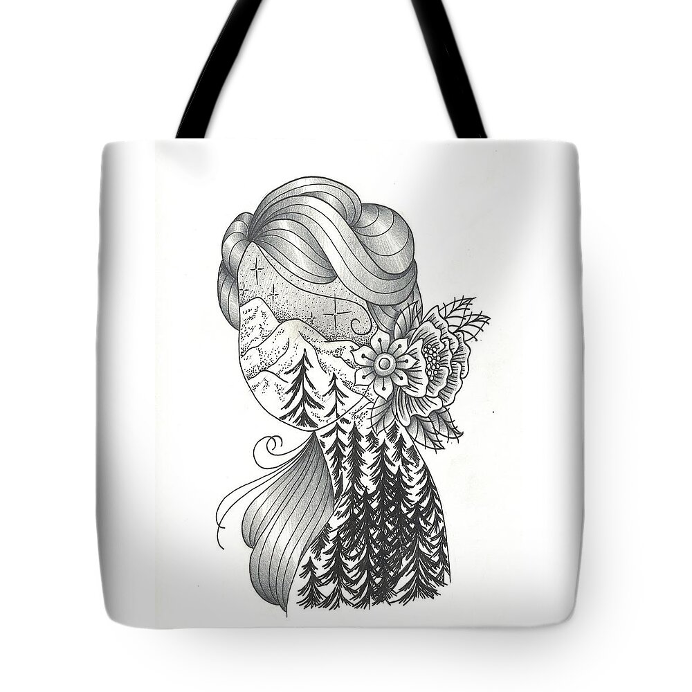 Figure Tote Bag featuring the drawing Pacific Northwest by Miranda Brouwer