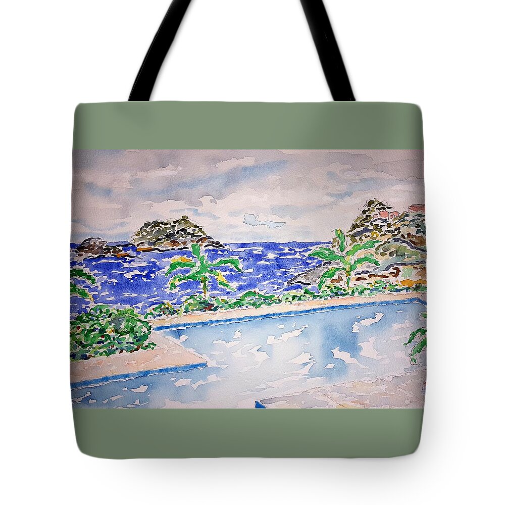 Watercolor Tote Bag featuring the painting Pacific Pool by John Klobucher