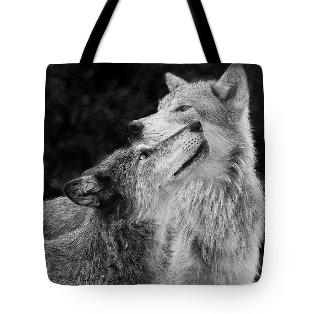 Wolves Tote Bag featuring the photograph Pack Mates 2 by Mary Hone