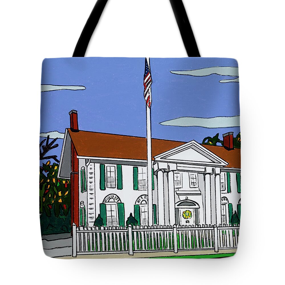 Valley Stream Historical Society Tote Bag featuring the painting Pagan Fletcher House by Mike Stanko