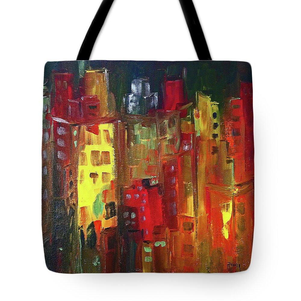 City Tote Bag featuring the painting Paint it Red by Roxy Rich