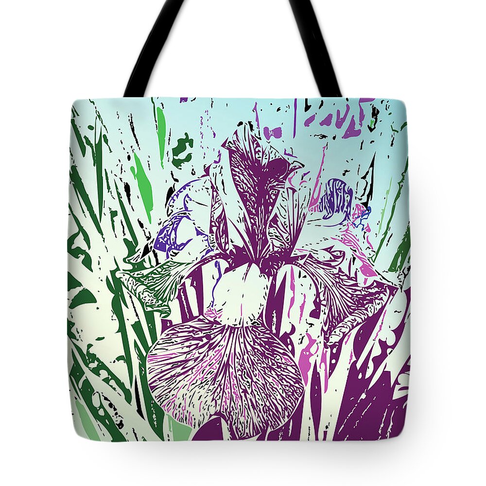 Iris Tote Bag featuring the digital art Painted Iris by Bentley Davis