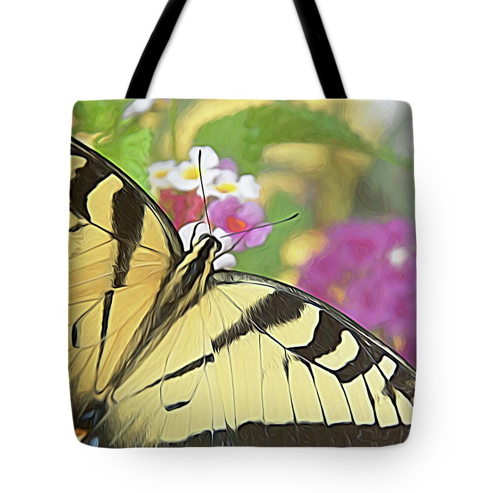 Butterfly Tote Bag featuring the digital art Painted Swallowtail by Amy Dundon