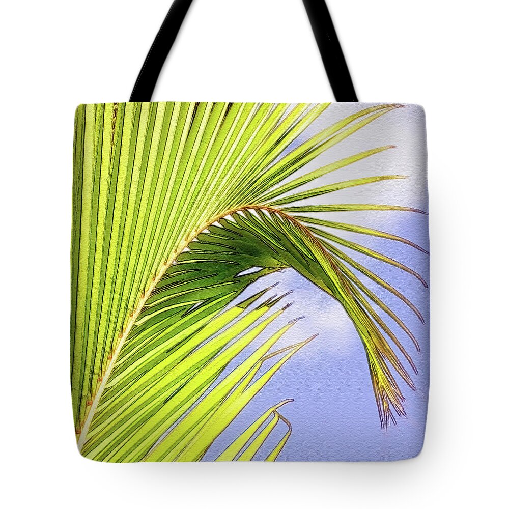 Aruba Tote Bag featuring the photograph Painterly Palm Leaves In Aruba by Gary Slawsky