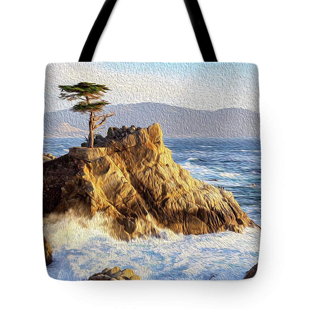 Ngc Tote Bag featuring the photograph Painting of the Lone Cypress by Robert Carter