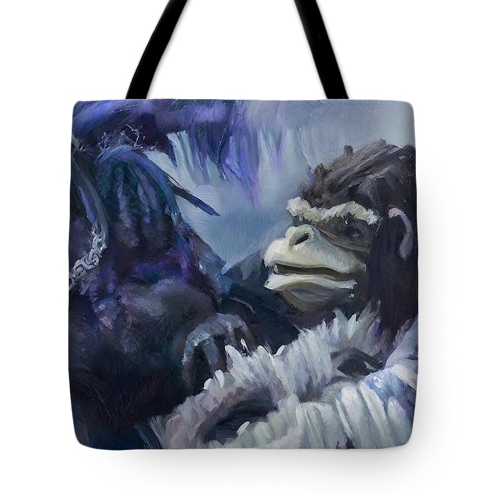 Animal Tote Bag featuring the painting Painting Ulf animal gorilla image wildlife ape a by N Akkash