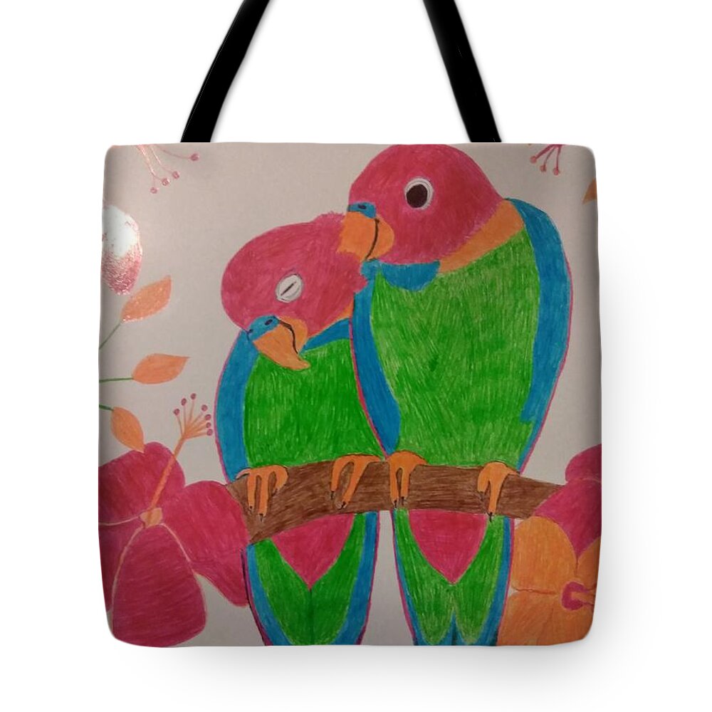 Love Birds Tote Bag featuring the digital art Pair of Birds by The Art Vine