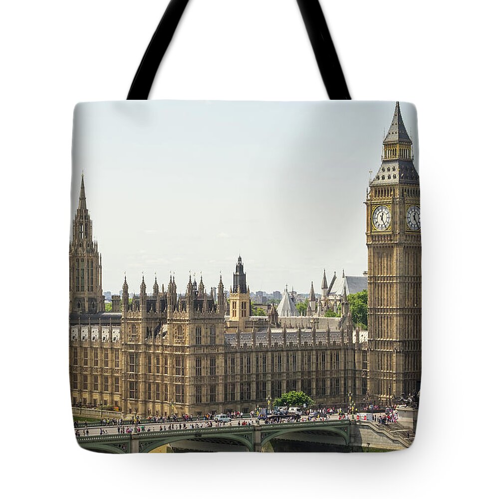 Clock Tower Tote Bag featuring the photograph Palace of Westminster by David L Moore