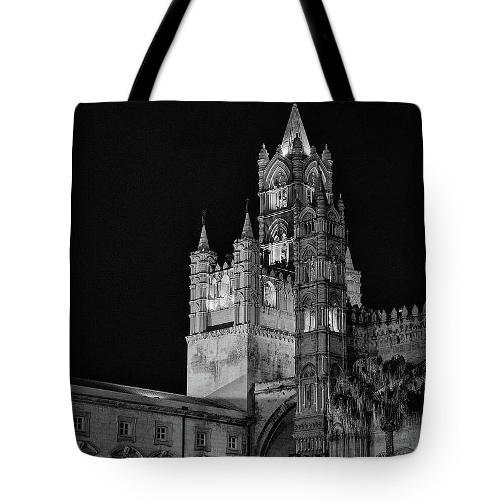 Italy Tote Bag featuring the photograph Palermo Cathedral at Night by Monroe Payne