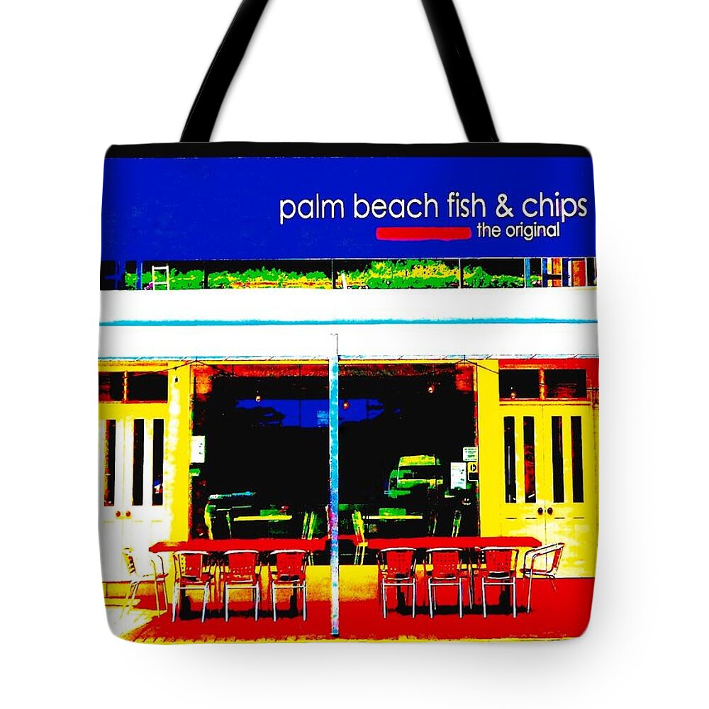 Pop Art Tote Bag featuring the photograph Palm Beach Fish and Chips  Pub by VIVA Anderson