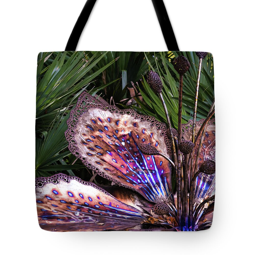 Palm Sculptures Tote Bag featuring the photograph Palm Embrace by Karen Wiles