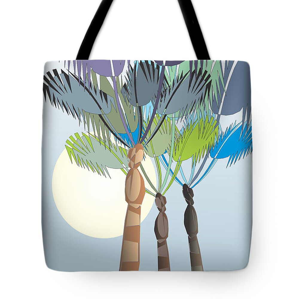 Palm Tree Tote Bag featuring the digital art Palm Tree Blue by Ted Clifton