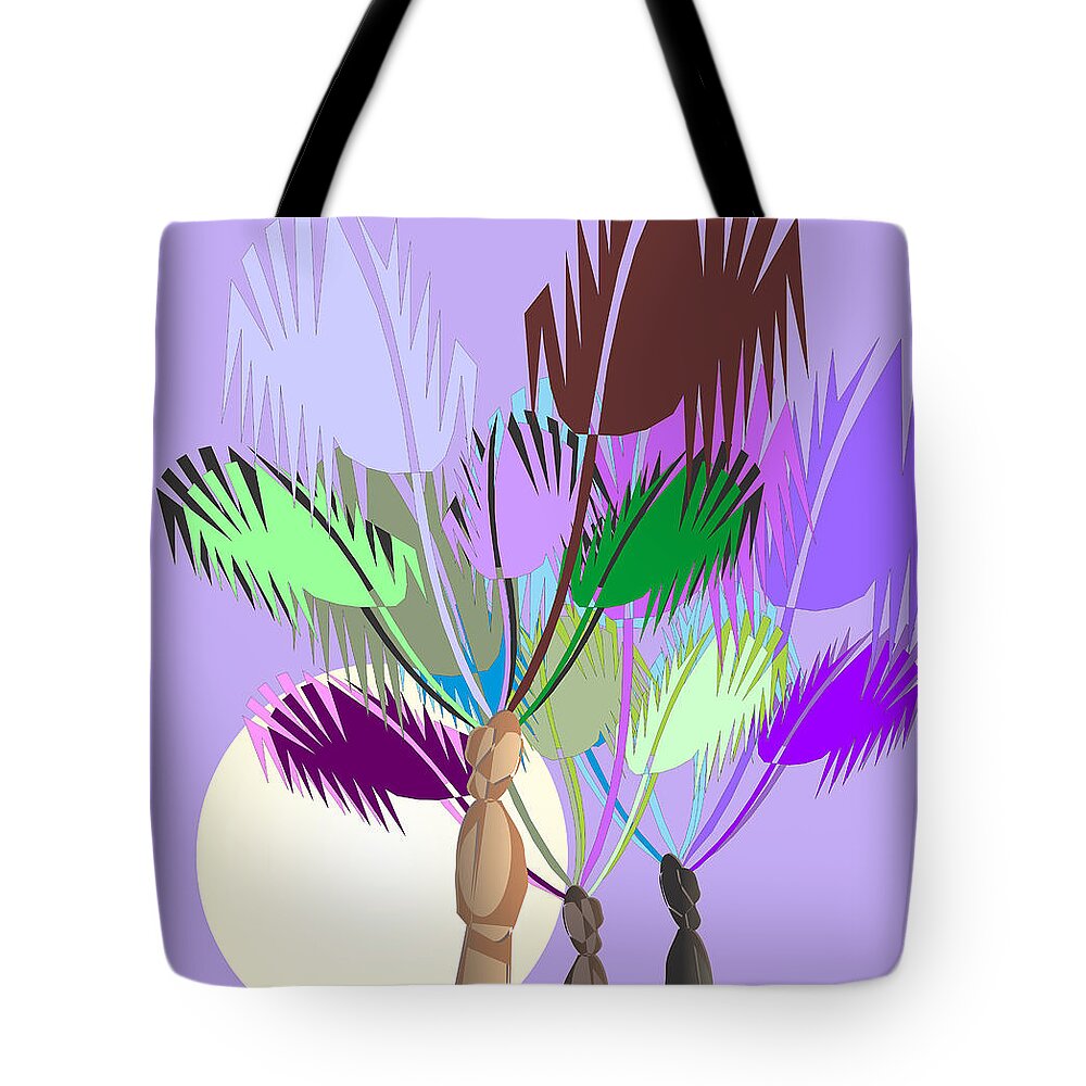 Palm Tree Tote Bag featuring the digital art Palm Tree Colors by Ted Clifton