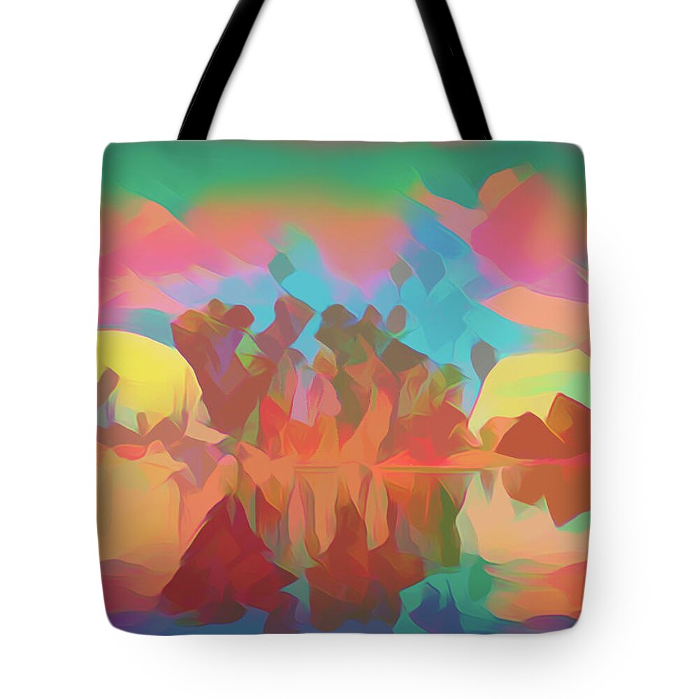 Colorful Abstract Tote Bag featuring the photograph Palm Tree Reflections Colorful Abstract by Aimee L Maher ALM GALLERY