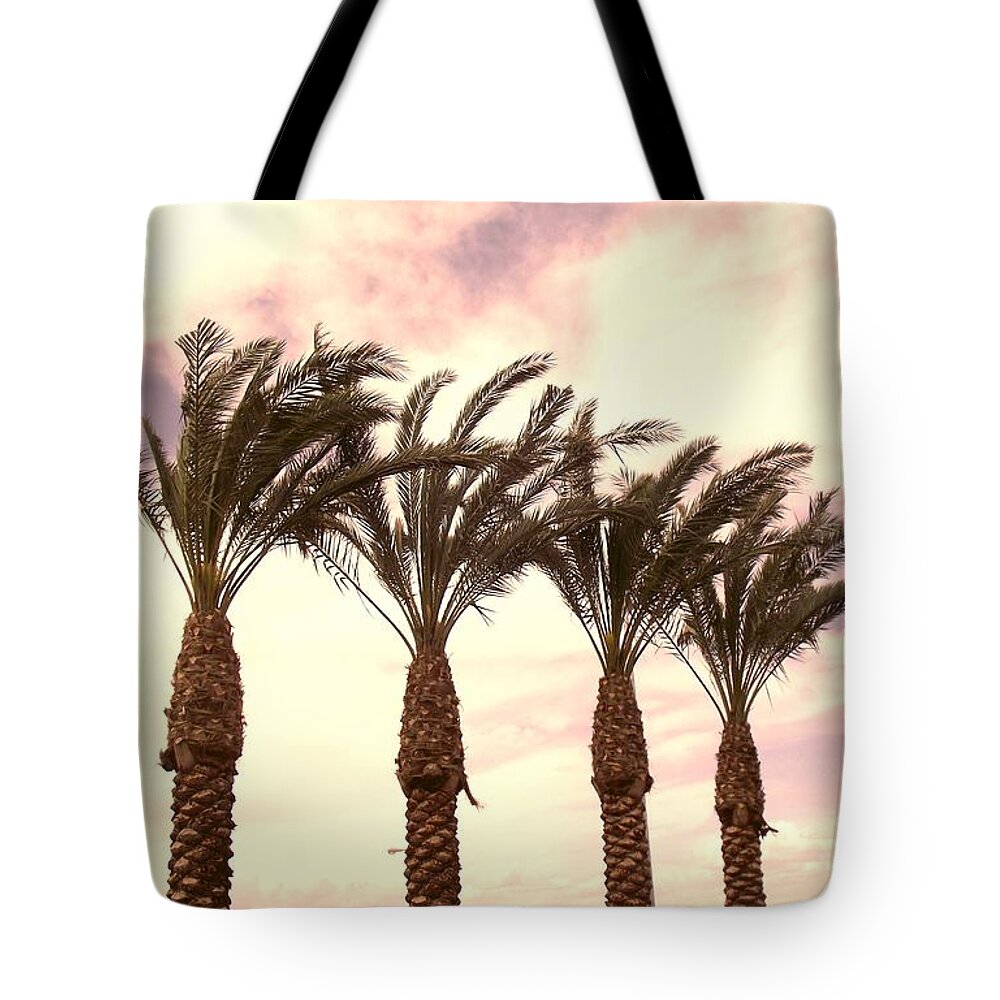Ambience Tote Bag featuring the photograph Palm Trees at Sunset by Dietmar Scherf
