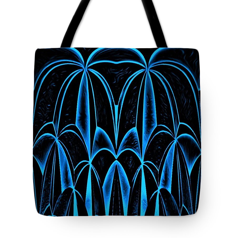 Digital Tote Bag featuring the digital art Palm Trees Blue by Ronald Mills