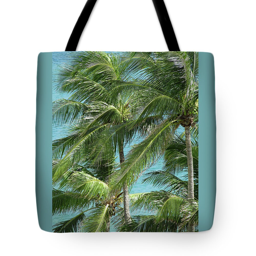 Palm Tote Bag featuring the photograph Palm Trees by the Ocean by Corinne Carroll