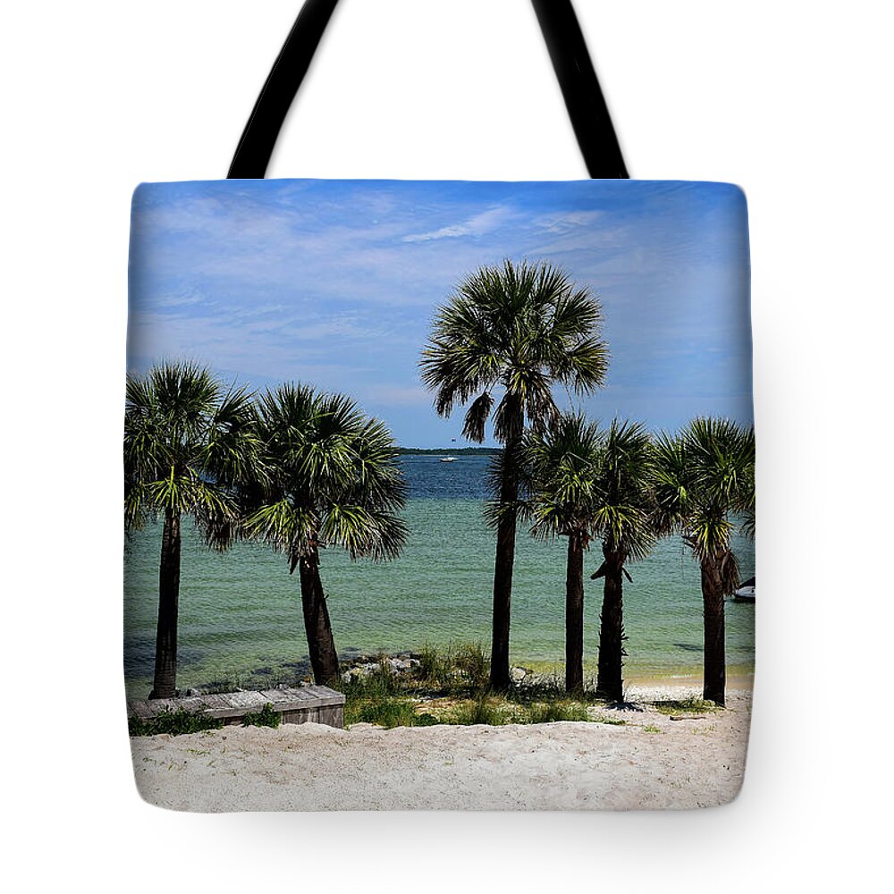 Palm Tote Bag featuring the photograph Palm Trees on Pensacola Beach by Beachtown Views