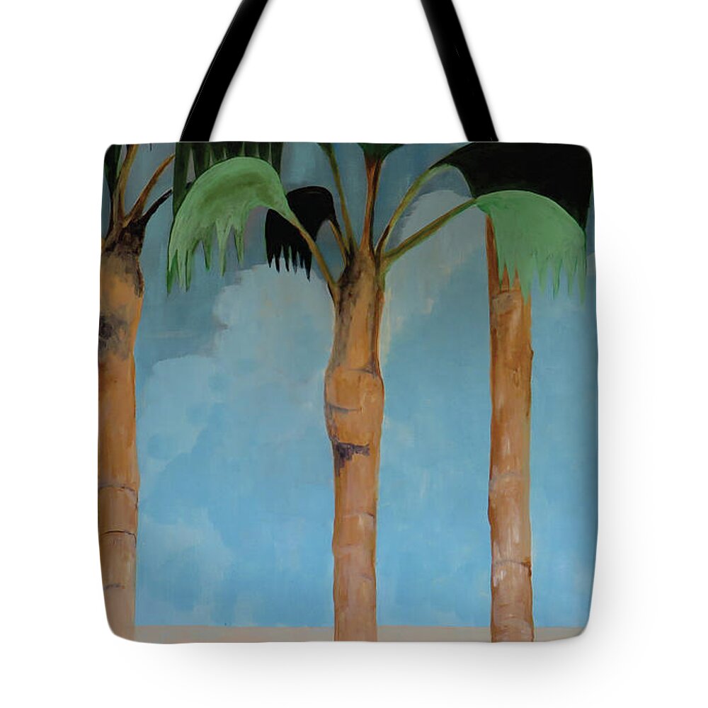 Palm Trees Tote Bag featuring the painting Palm Trees Plus by Ted Clifton