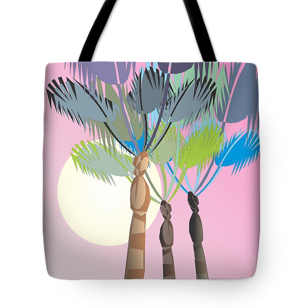Palm Tree Tote Bag featuring the digital art Palm with Unusual Sky Two by Ted Clifton